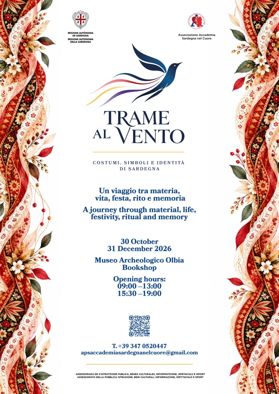 Locandina della mostra Trame al Vento, 30 ottobre – 31 dicembre 2026, Museo Archeologico di Olbia